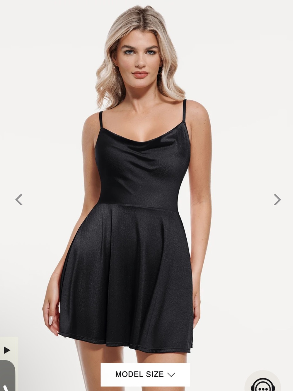 NWT Popilush Shapewear Strappy Cowl Neck Tummy Control Flare Dress Black S